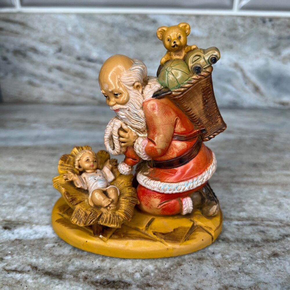 1989 Fontanini Santa Looking Over Baby Jesus Italy #599 Simonetti Hand Painted